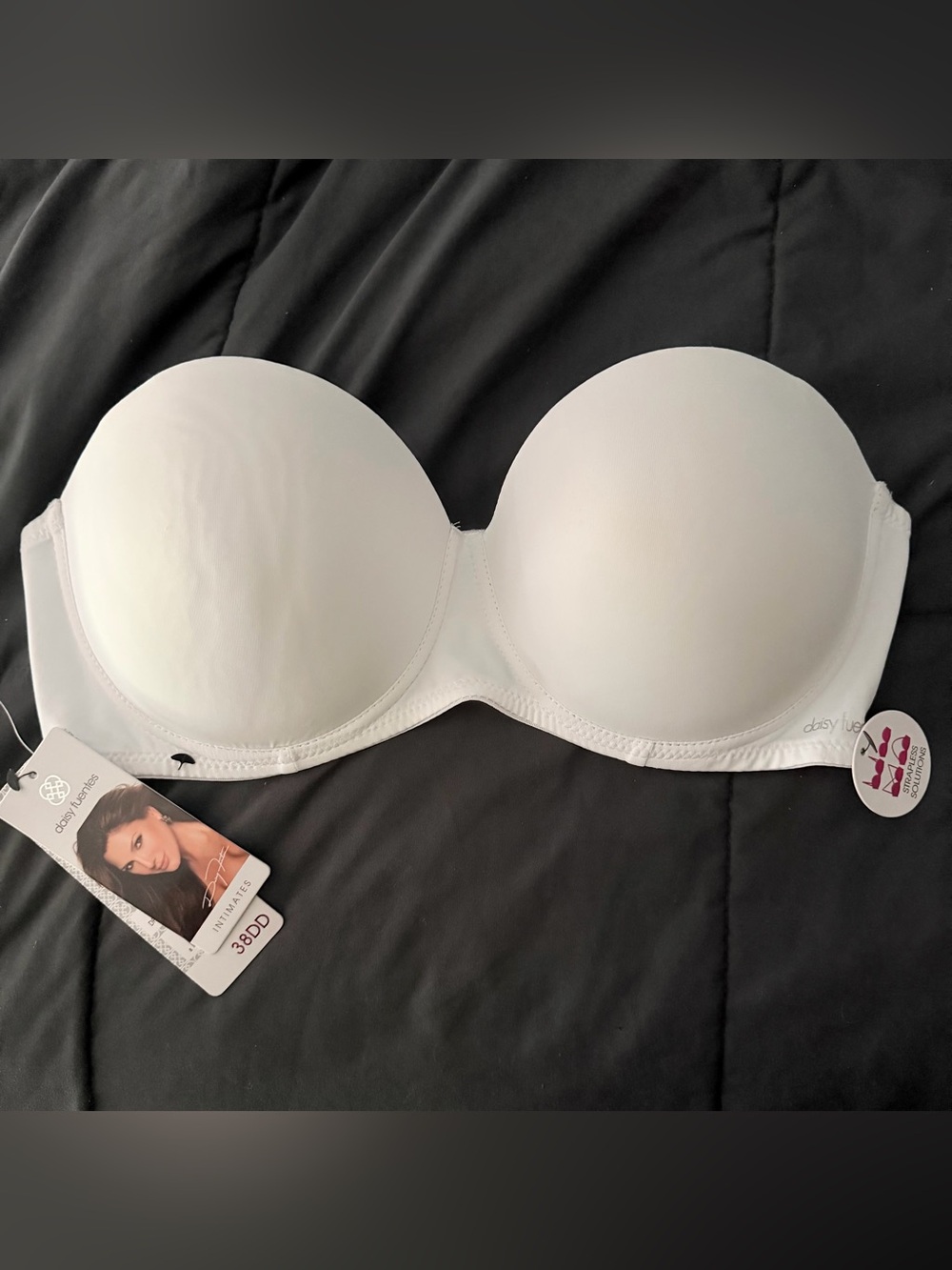 NEW Daisy Fuentes Bra 38DD Strapless White Underwear Women Missing Strap